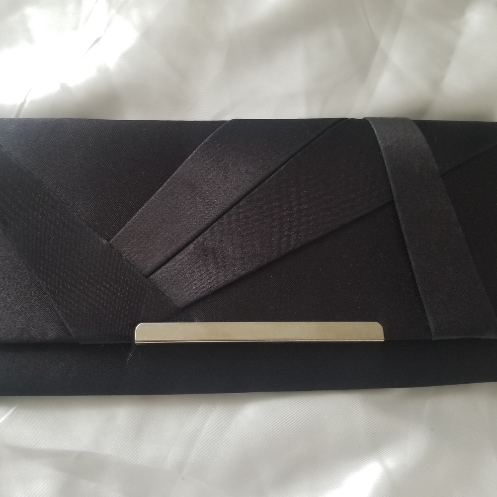 Lenore Black Clutch with Pale Gold Detail